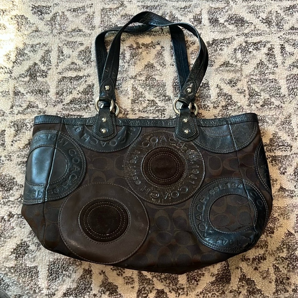 Brown and Black Coach Bag